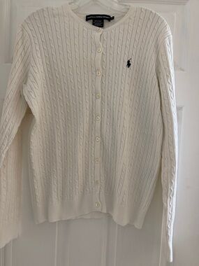 Ralph Lauren sport Cream Cable-Knit Cardigan with Polo Emblem
Size: L